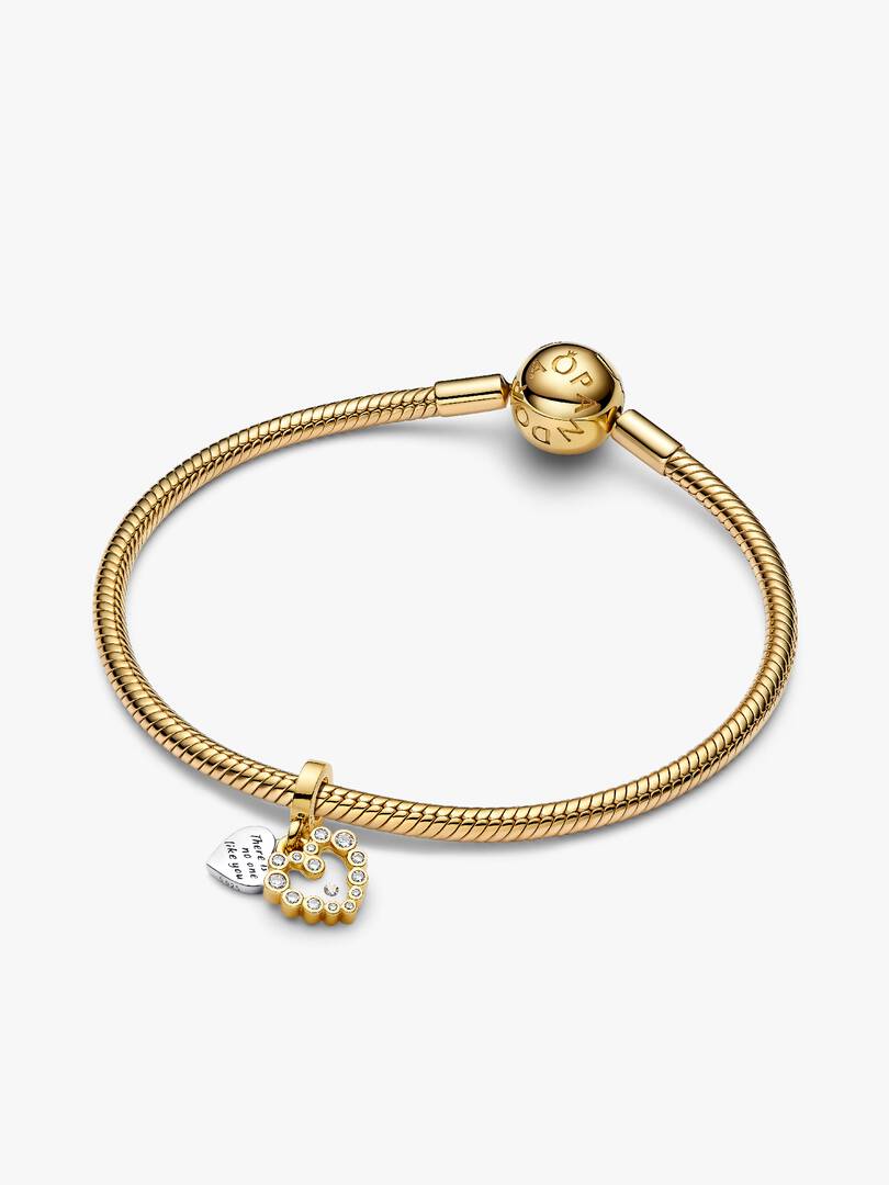Sparkling Heart Double Dangle Charm Sterling silver, 14k gold plating