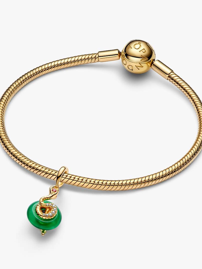Snake Green Murano Glass Dangle Charm 14k gold plating