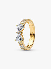 Sparkling Bow Double-row Ring 14k gold plating