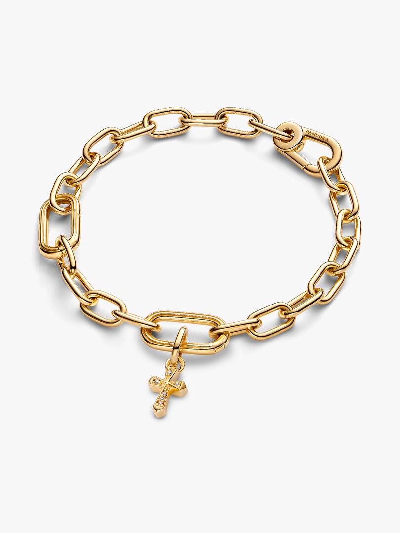 Sparkling Cross Mini Dangle Charm 14k gold plating