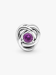 February Purple Eternity Circle Charm Sterling silver