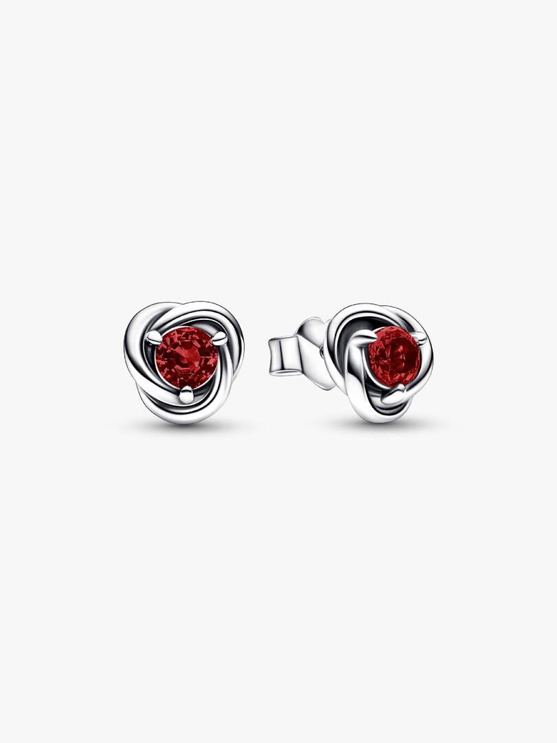 January Red Eternity Circle Stud Earrings Sterling silver