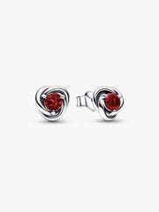 January Red Eternity Circle Stud Earrings Sterling silver