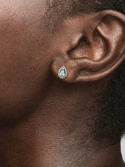 Sparkling Pear Halo Stud Earrings Sterling silver
