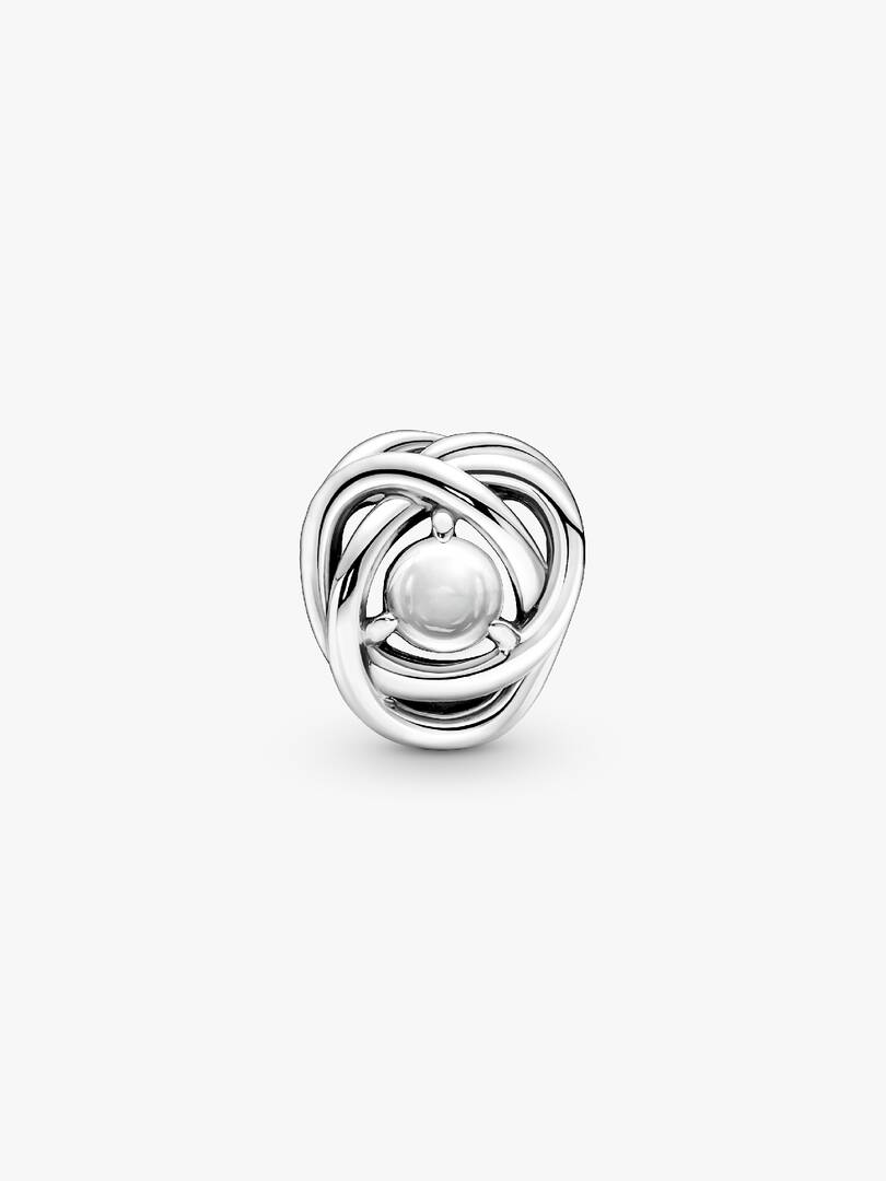 April Clear Eternity Circle Charm Sterling silver