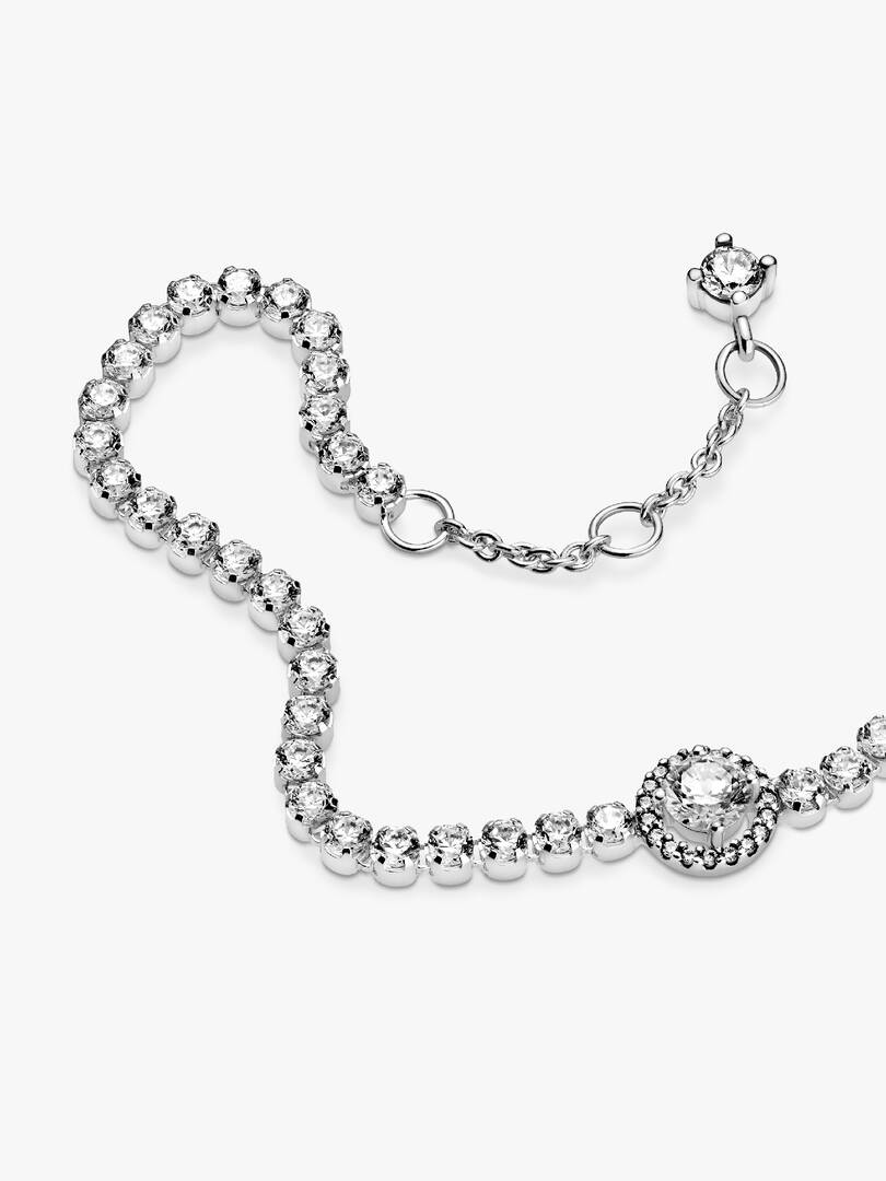 Sparkling Halo Tennis Bracelet Sterling silver