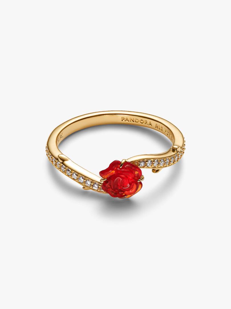 Disney Beauty and the Beast Enchanted Rose Ring 14k gold plating