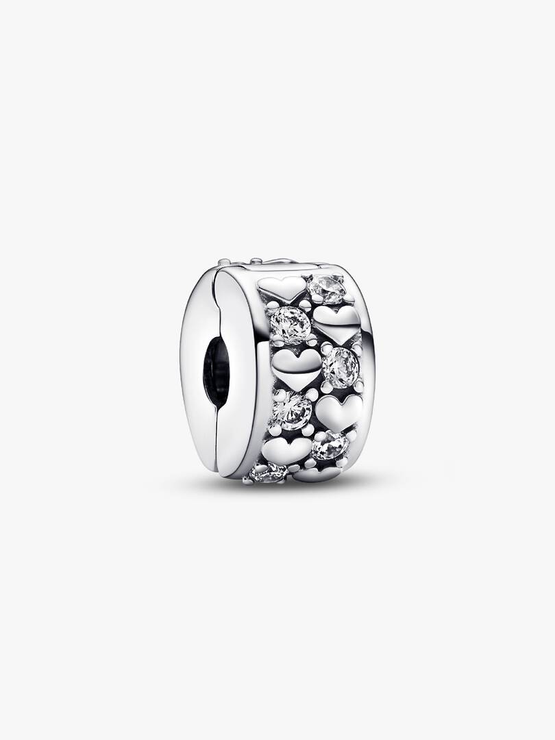 FINAL SALE - Infinite Hearts Sparkling Clip Charm Sterling silver
