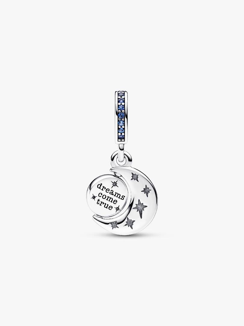 Sparkling Moon Spinning Dangle Charm Sterling silver