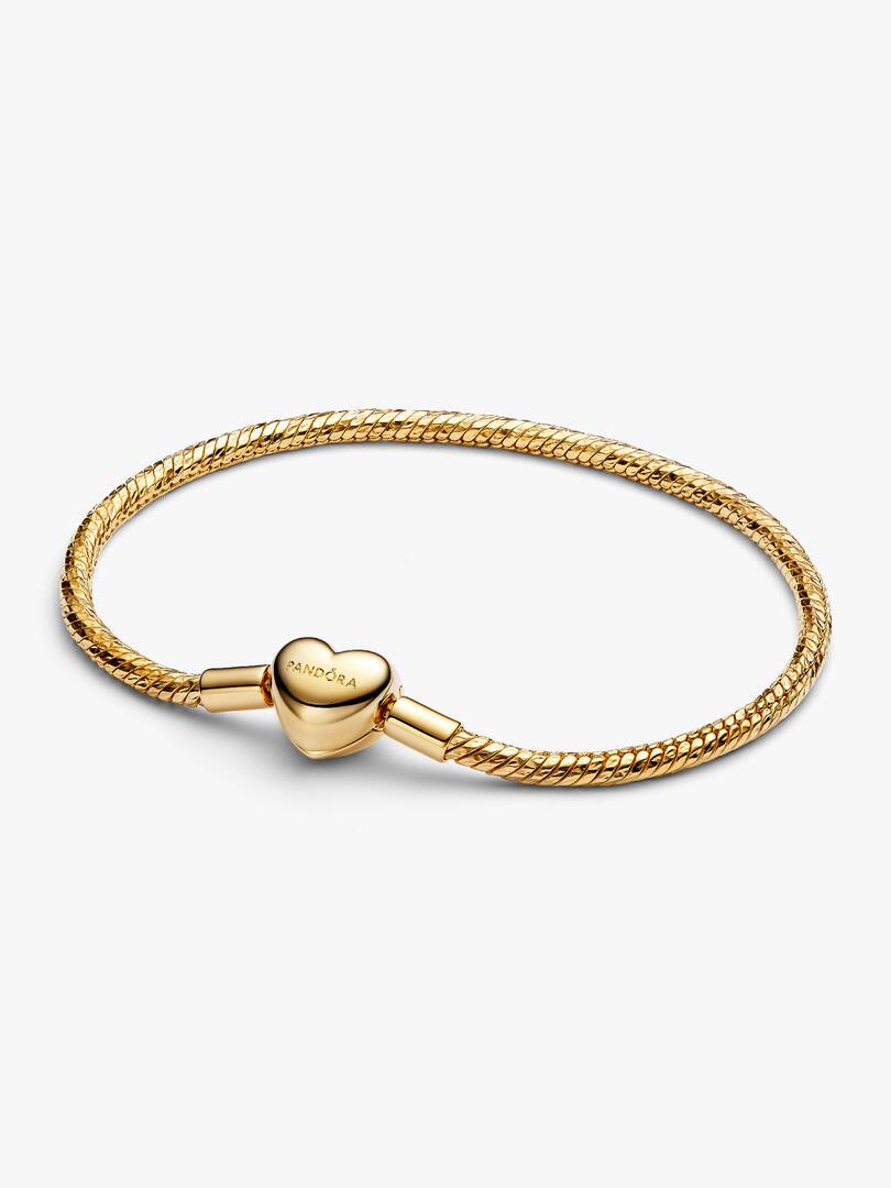 Heart Clasp Faceted Snake Chain Bracelet 14k gold plating