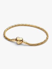 Heart Clasp Faceted Snake Chain Bracelet 14k gold plating