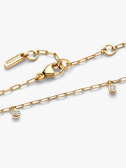 Pandora Era Bezel Lab-Grown Diamond Dangle Paperclip Chain Bracelet 0.10 ct TW, 14k gold