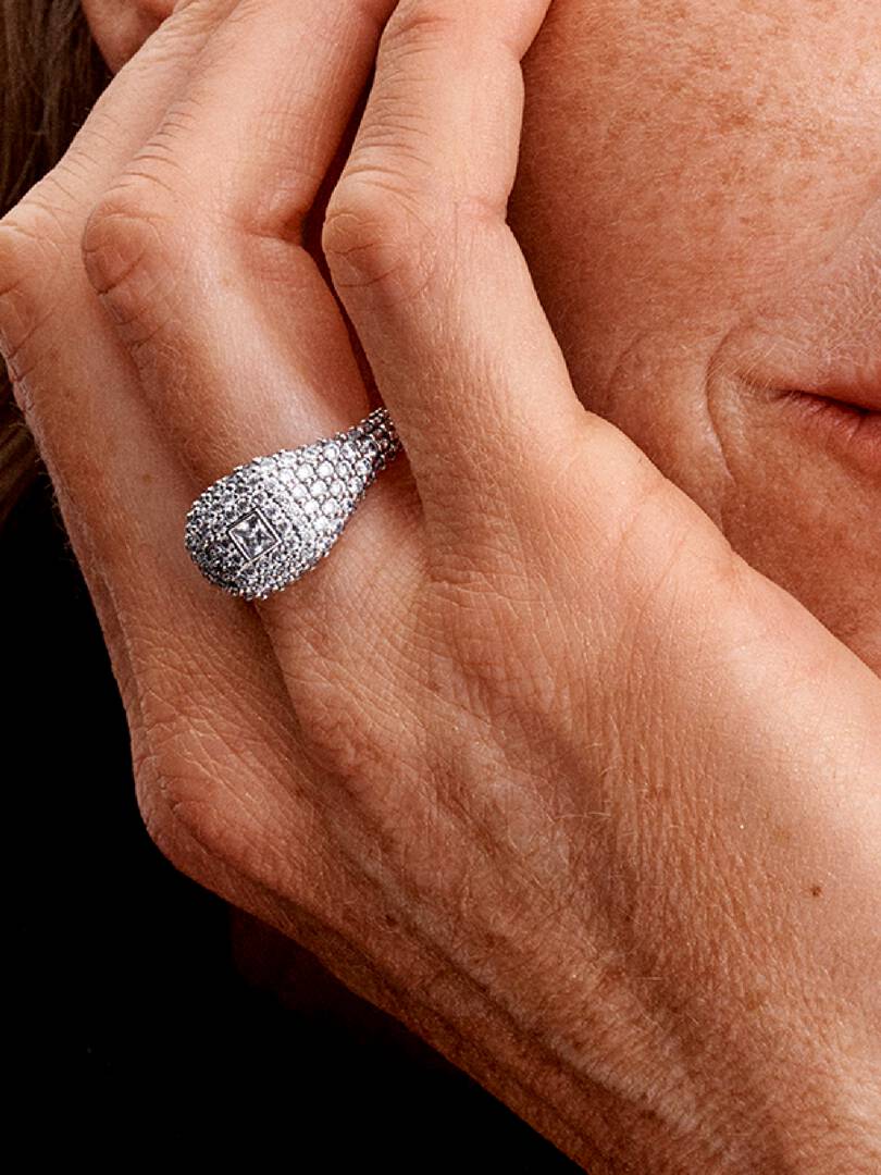 Pavé Square Cocktail Ring Sterling silver