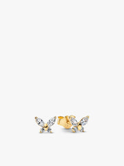 Gold-plated Sparkling Clear Butterfly Necklace and Earring Set 2 Quantity