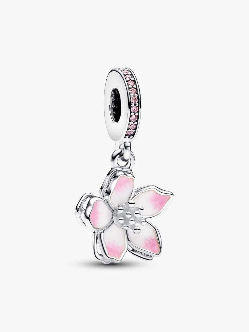 Cherry Blossom Dangle Charm Sterling silver