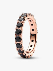 FINAL SALE - Black Sparkling Row Eternity Ring 14k rose gold plating