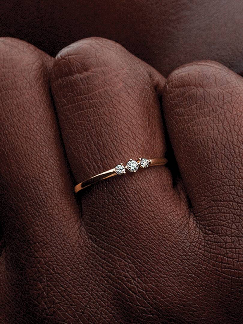 Pandora Era 14k Gold Lab-grown Diamond Triple Stone Ring 0.09 ct TW, 14k gold