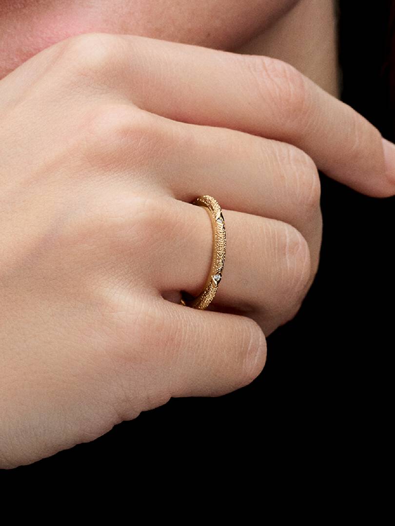 Pandora ME Texture & Stones Ring 14k gold plating