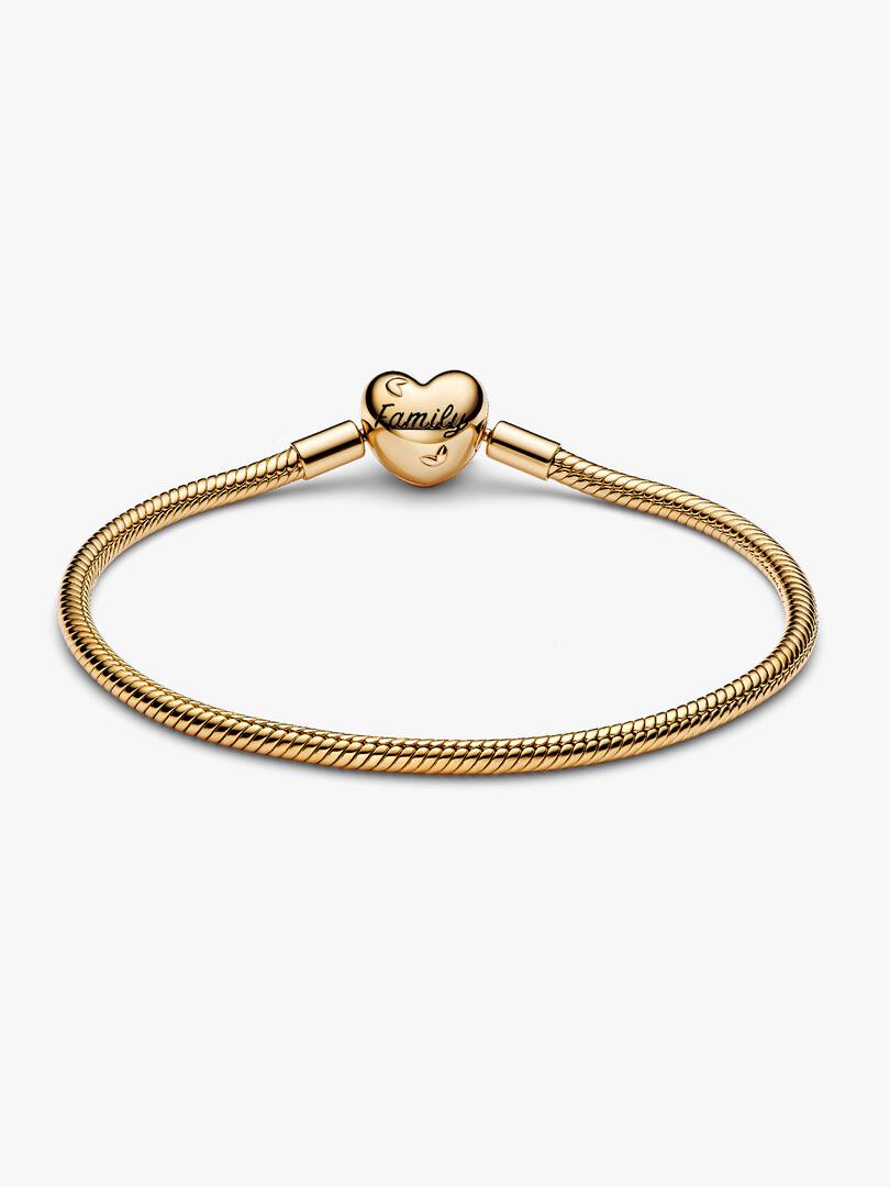 Family Tree Heart Clasp Snake Chain Bracelet 14k gold plating