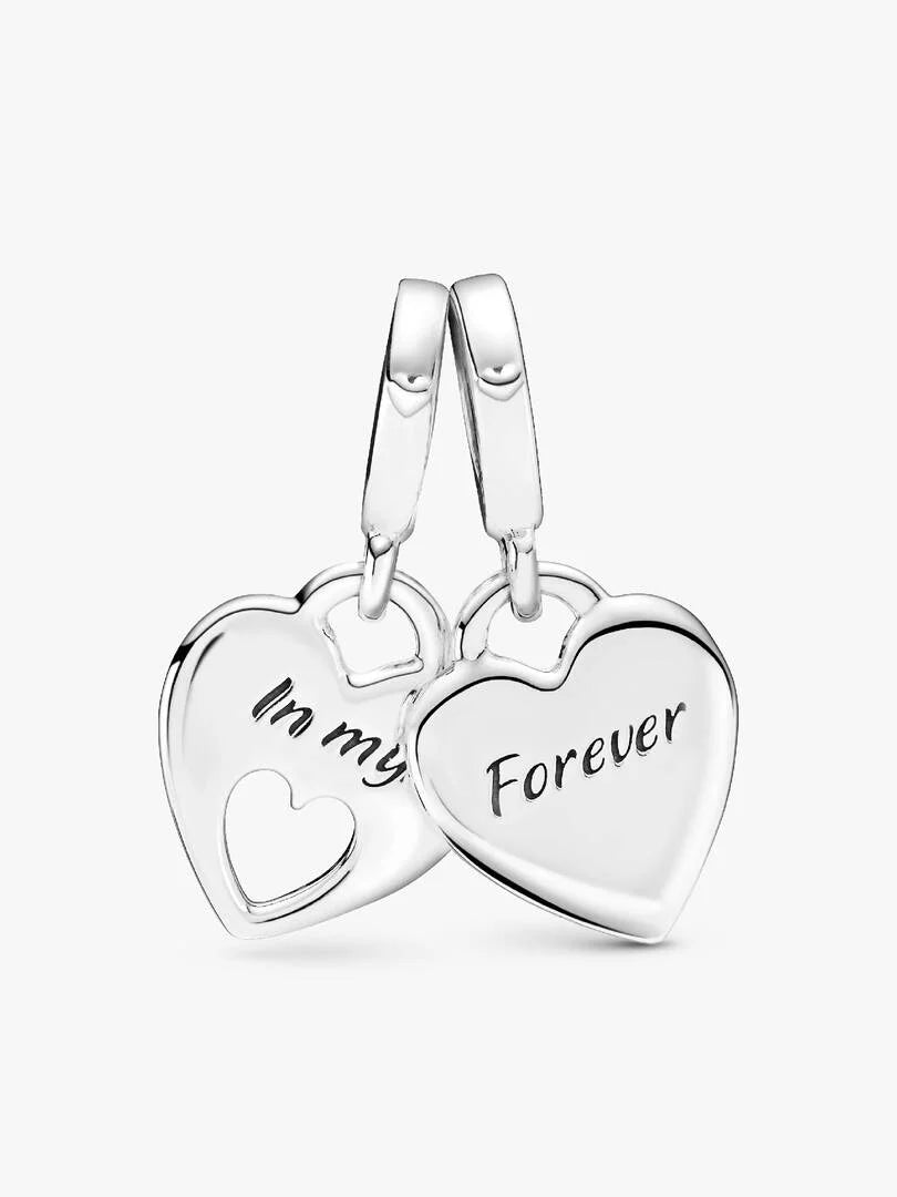 Double Heart Split Dangle Charm Sterling silver