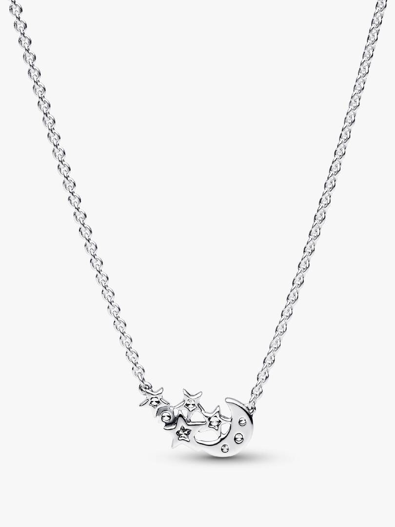 Sparkling Moon & Star Collier Necklace Sterling silver