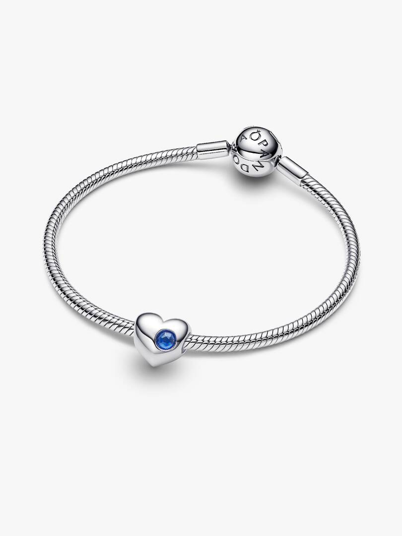 Engravable Blue Stone Heart Charm Sterling silver