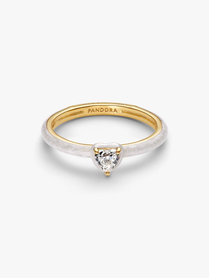 White Chakra Heart Ring 14k gold plating