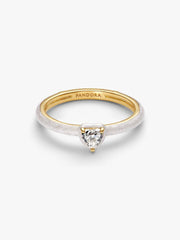 White Chakra Heart Ring 14k gold plating