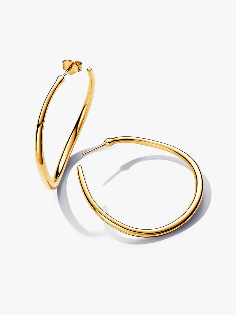 Organically Shaped 42 mm Open Hoop Earrings 14k gold plating