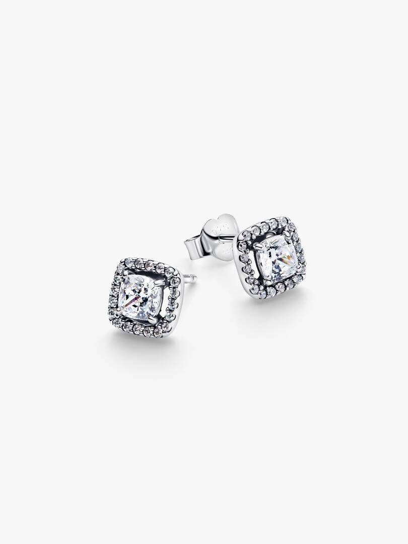 Square Halo Stud Earrings Sterling silver