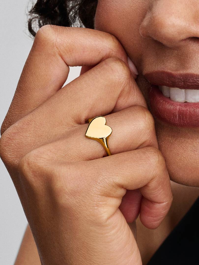 Engravable Heart Ring 14k gold plating