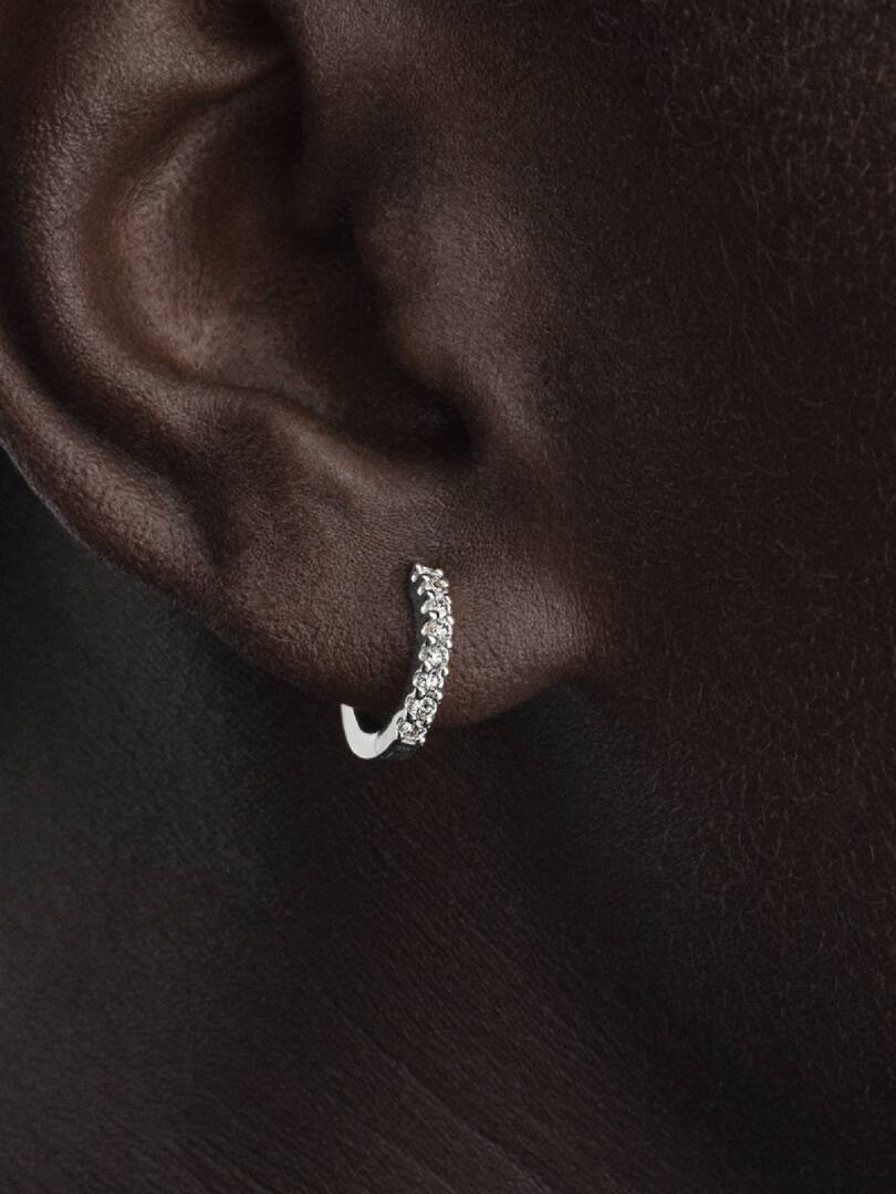 Pandora Era Lab-Grown Diamond Pavé Hoop Earrings 0.12 ct TW, 14k white gold
