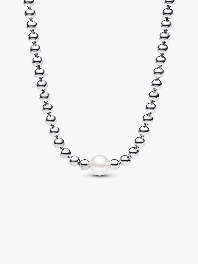 FINAL SALE - Treated Freshwater Cultured Pearl & Beads Collier Necklace Sterling silver