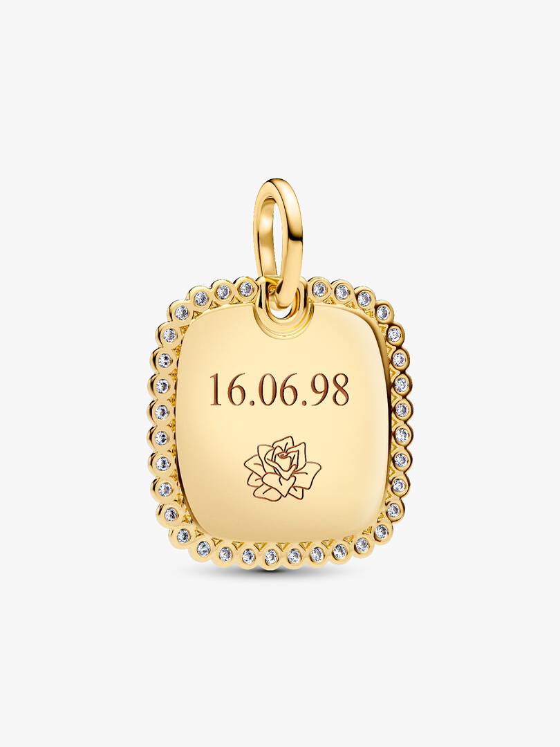 Engravable Square Tag Pendant 14k gold plating