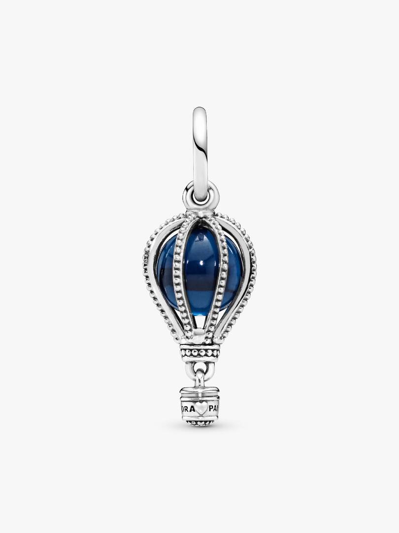FINAL SALE - Blue Hot Air Balloon Travel Charm Sterling silver
