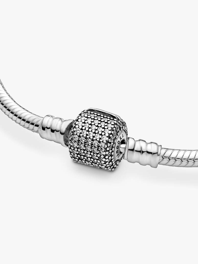 FINAL SALE - Pandora Moments Sparkling Pavé Clasp Snake Chain Bracelet Sterling silver