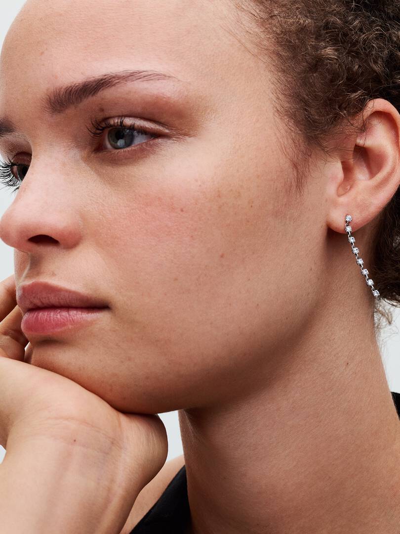 FINAL SALE - Sparkling Eight Stones Drop Earrings Sterling silver