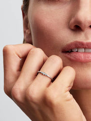 Pandora Era Lab-Grown Diamond Triple Stone Ring 0.09 ct TW, 14k white gold