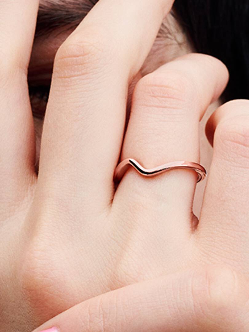 Polished Wave Ring 14k rose gold plating
