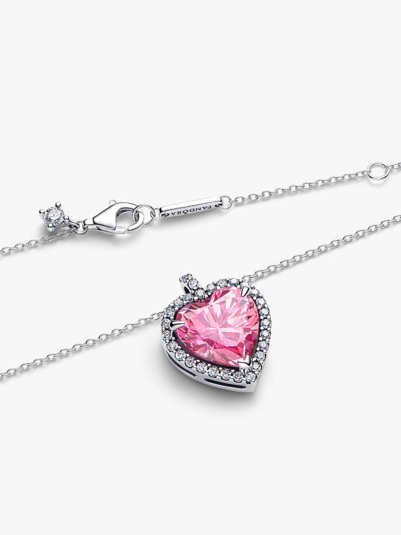 Pink Halo Heart Collier Necklace Sterling silver