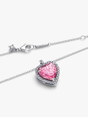 Pink Halo Heart Collier Necklace Sterling silver