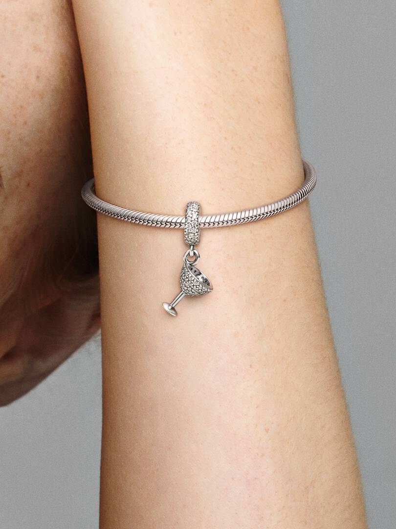 FINAL SALE - Pavé Cocktail Glass Dangle Charm Sterling silver