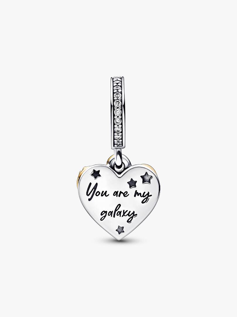 FINAL SALE - Shooting Star Hearts Double Dangle Charm Sterling silver, 14k gold plating
