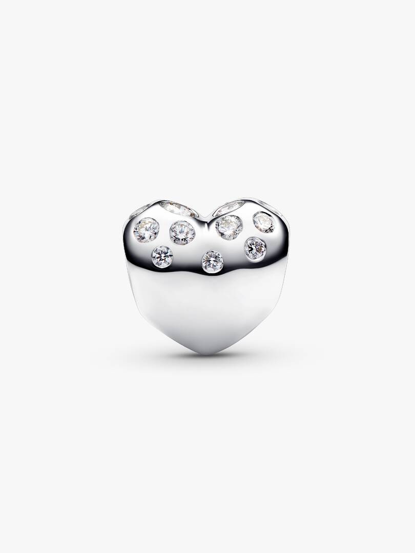 Pandora Sterling Silver Lab-grown Diamond Heart Charm 0.53 ct TW, Sterling silver
