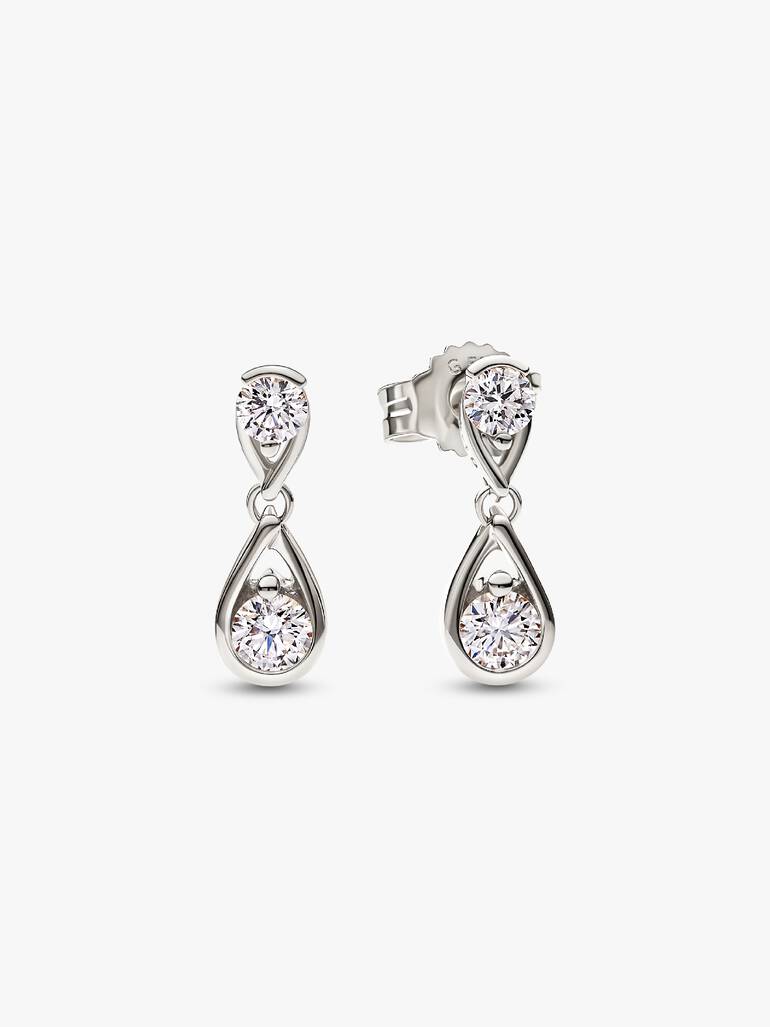 FINAL SALE - Pandora Infinite 14k White Gold Double Lab-grown Diamond Drop Earrings 0.50 ct TW, 14k white gold