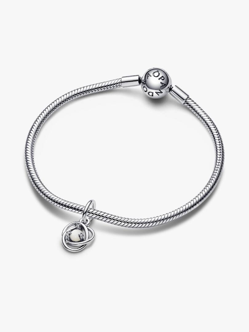 FINAL SALE - White Eternity Circle Dangle Charm Sterling silver
