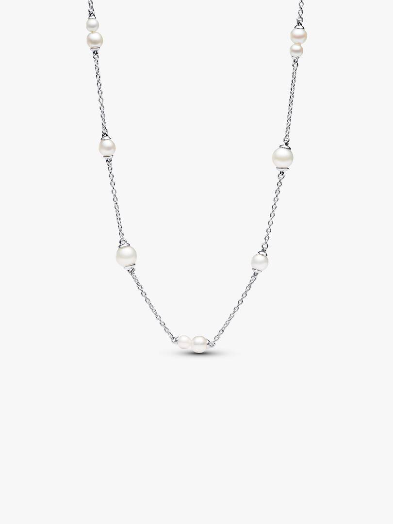 FINAL SALE - Treated Freshwater Cultured Pearl Station Chain Necklace Sterling silver