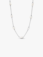 FINAL SALE - Treated Freshwater Cultured Pearl Station Chain Necklace Sterling silver