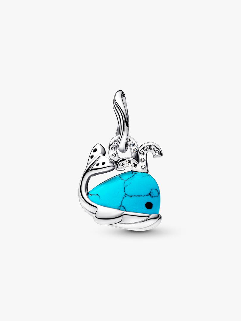 Turquoise-colored Whale Dangle Charm Sterling silver