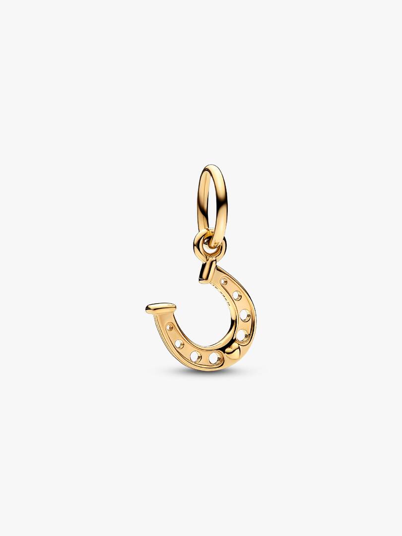 Lucky Horseshoe Dangle Charm 14k gold